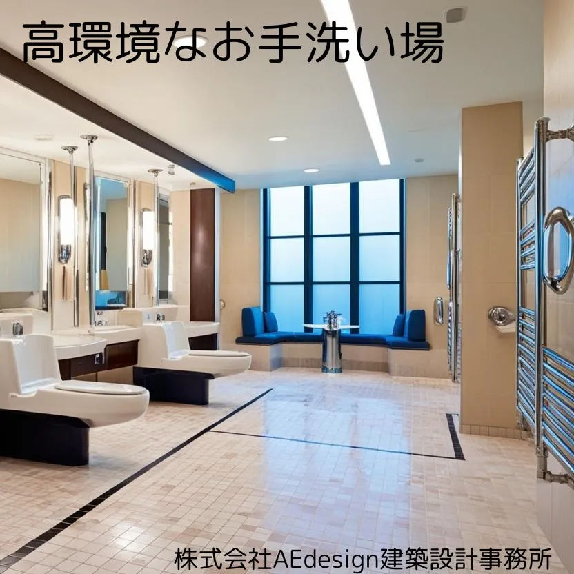 高環境なお手洗い場は、清潔な設備、節水型のトイレ、抗菌素材の...
